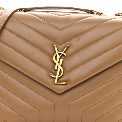Saint Laurent Calfskin Y Quilted Monogram Medium Loulou Chain Satchel Dark Beige 6 of 8