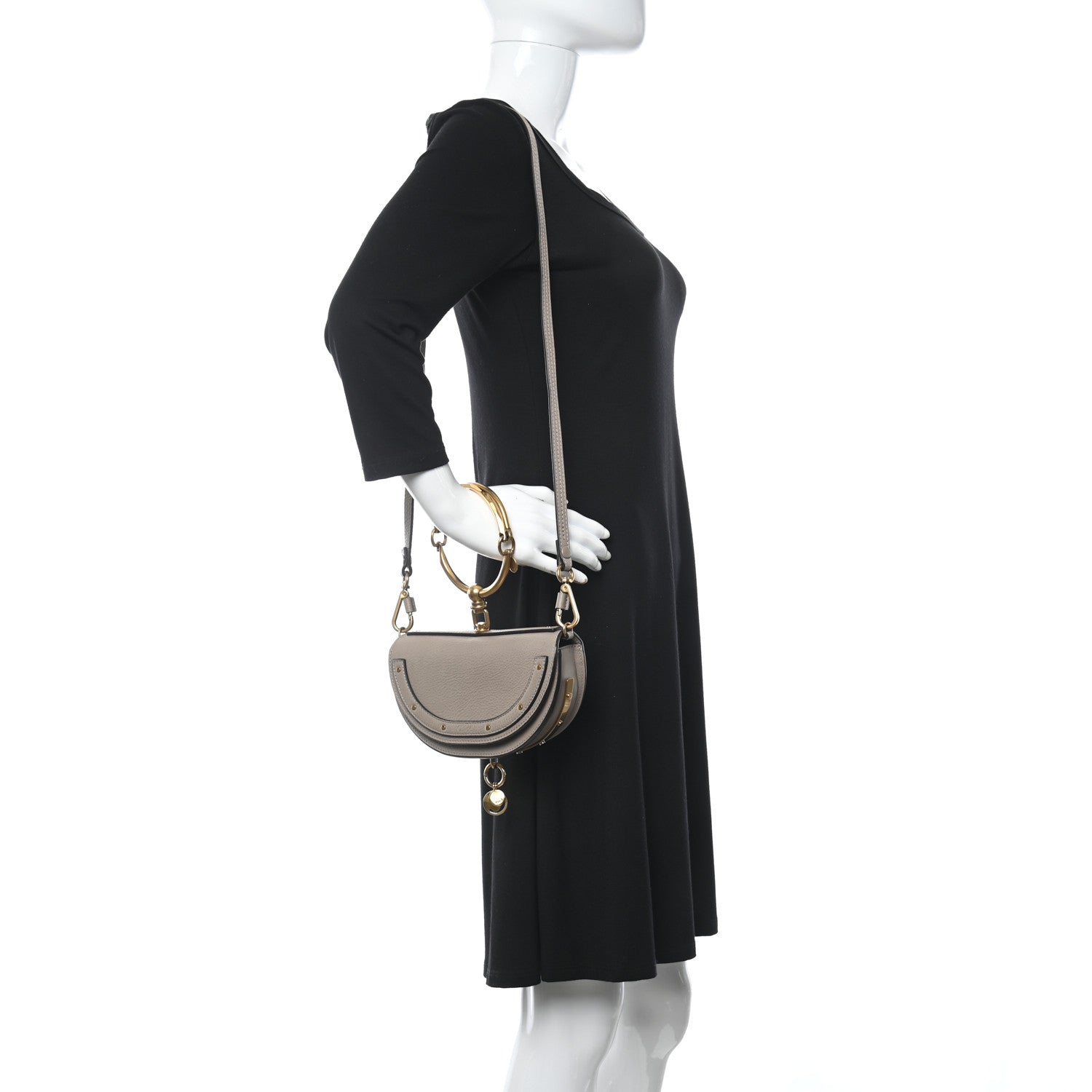 Chloe Calfskin Small Nile Bracelet Minaudiere Bag Motty Grey 2 of 10