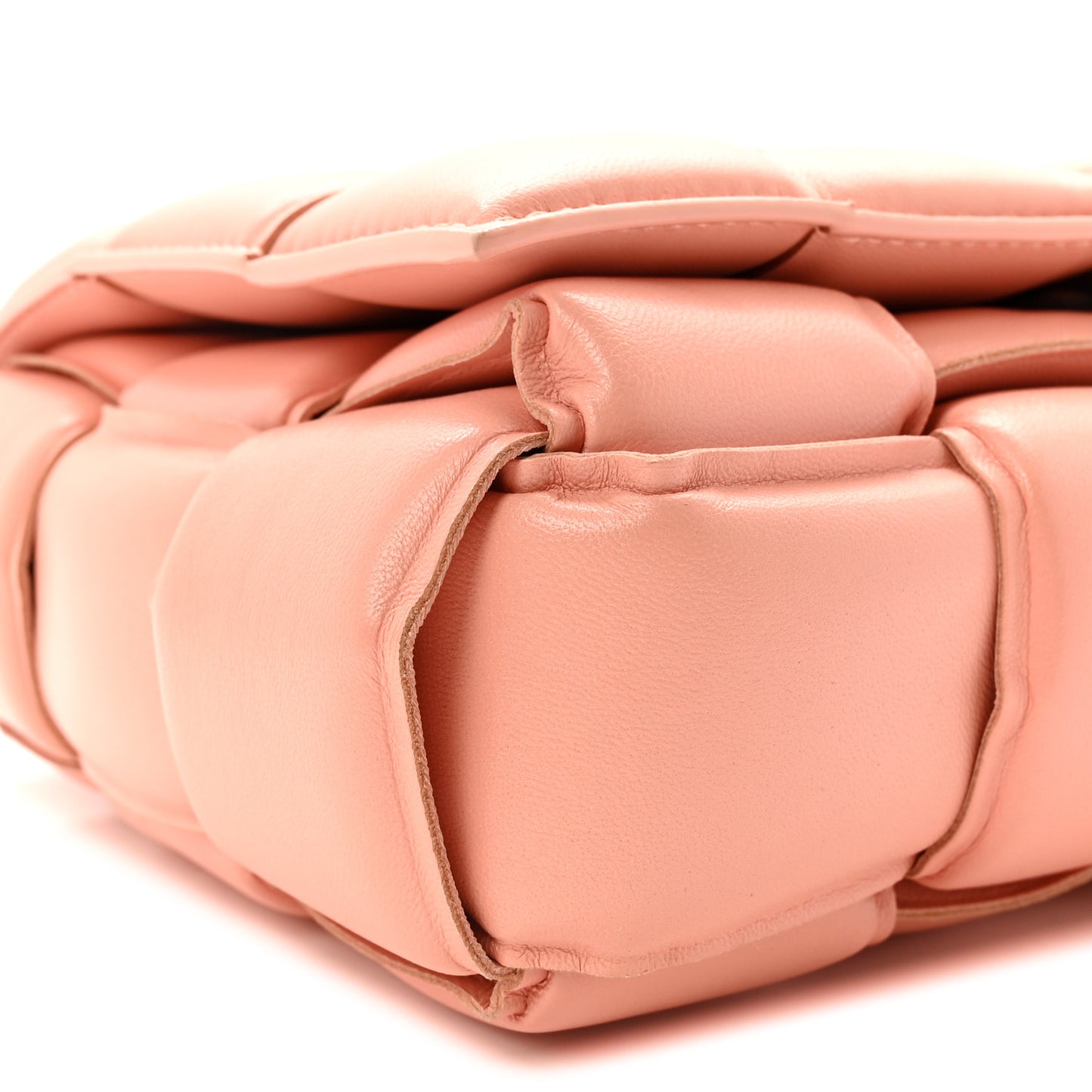 Nappa Maxi Intreccio Padded Cassette Crossbody Bag Peachy