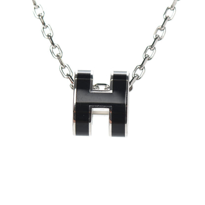 Hermes Lacquered Palladium Mini Pop H Pendant Necklace Black 4 of 5