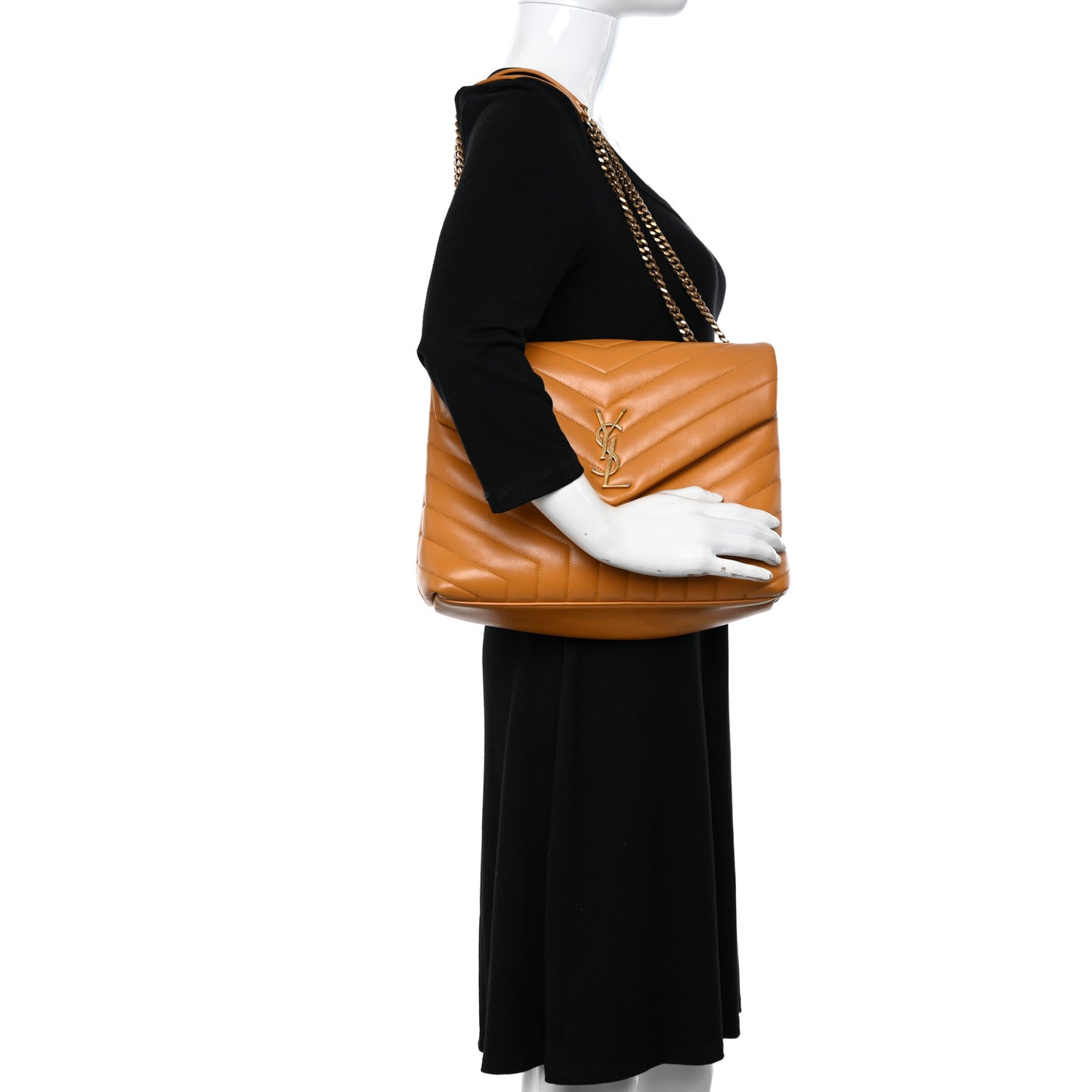 Calfskin Y Quilted Monogram Medium Loulou Chain Satchel Cheddar