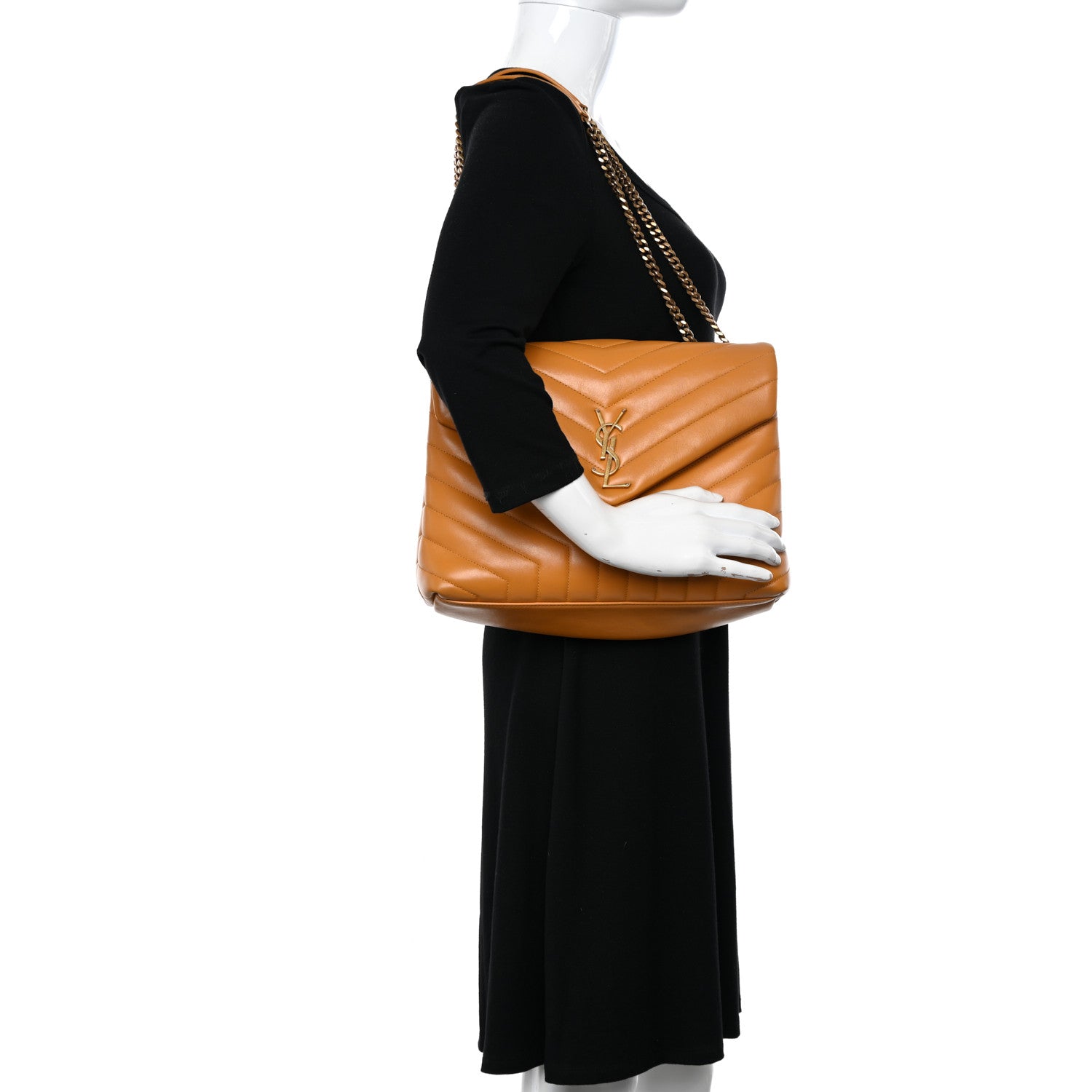Saint Laurent Calfskin Y Quilted Monogram Medium Loulou Chain Satchel Cheddar 2 of 11