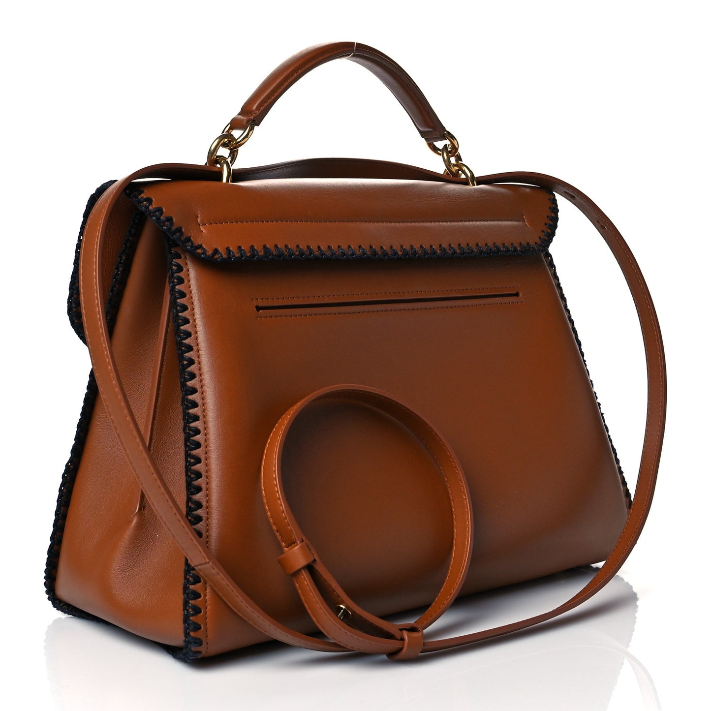 Calfskin Whip Stitch Medium Margot Flap Bag Tan