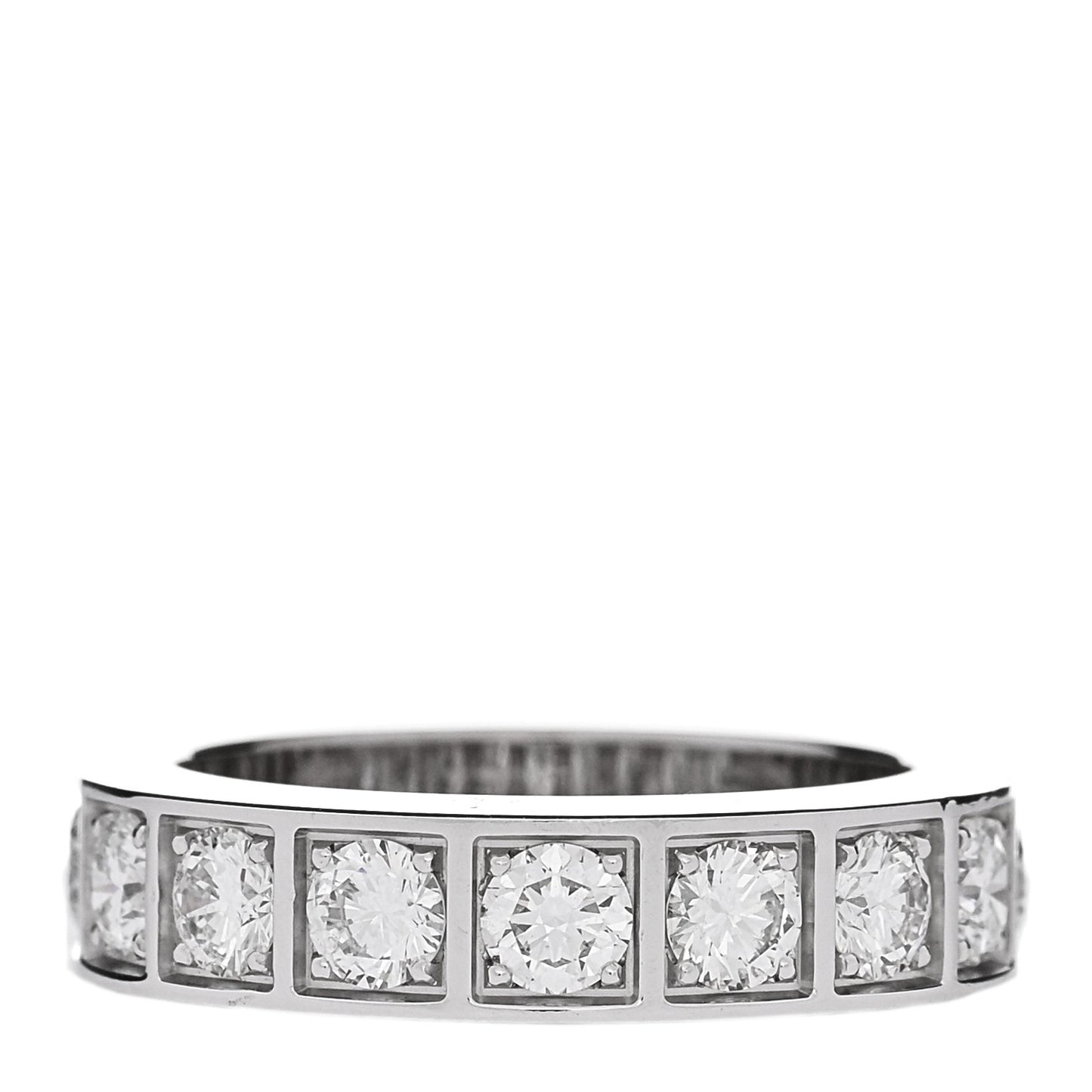 18K White Gold Diamond Tectonic Band Ring 54 7