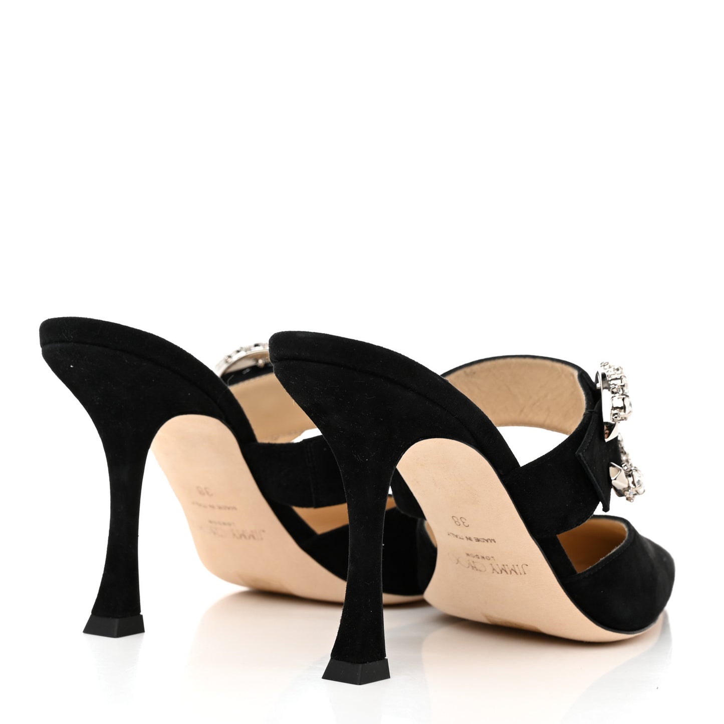 Suede Crystal Marta 90 Mules 38 Black