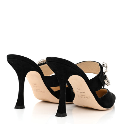 Jimmy Choo Suede Crystal Marta 90 Mules 38 Black 4 of 8