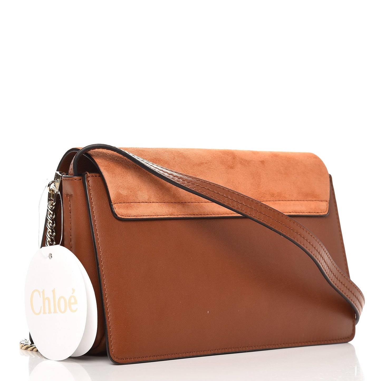 Suede Calfskin Small Faye Shoulder Bag Tobacco