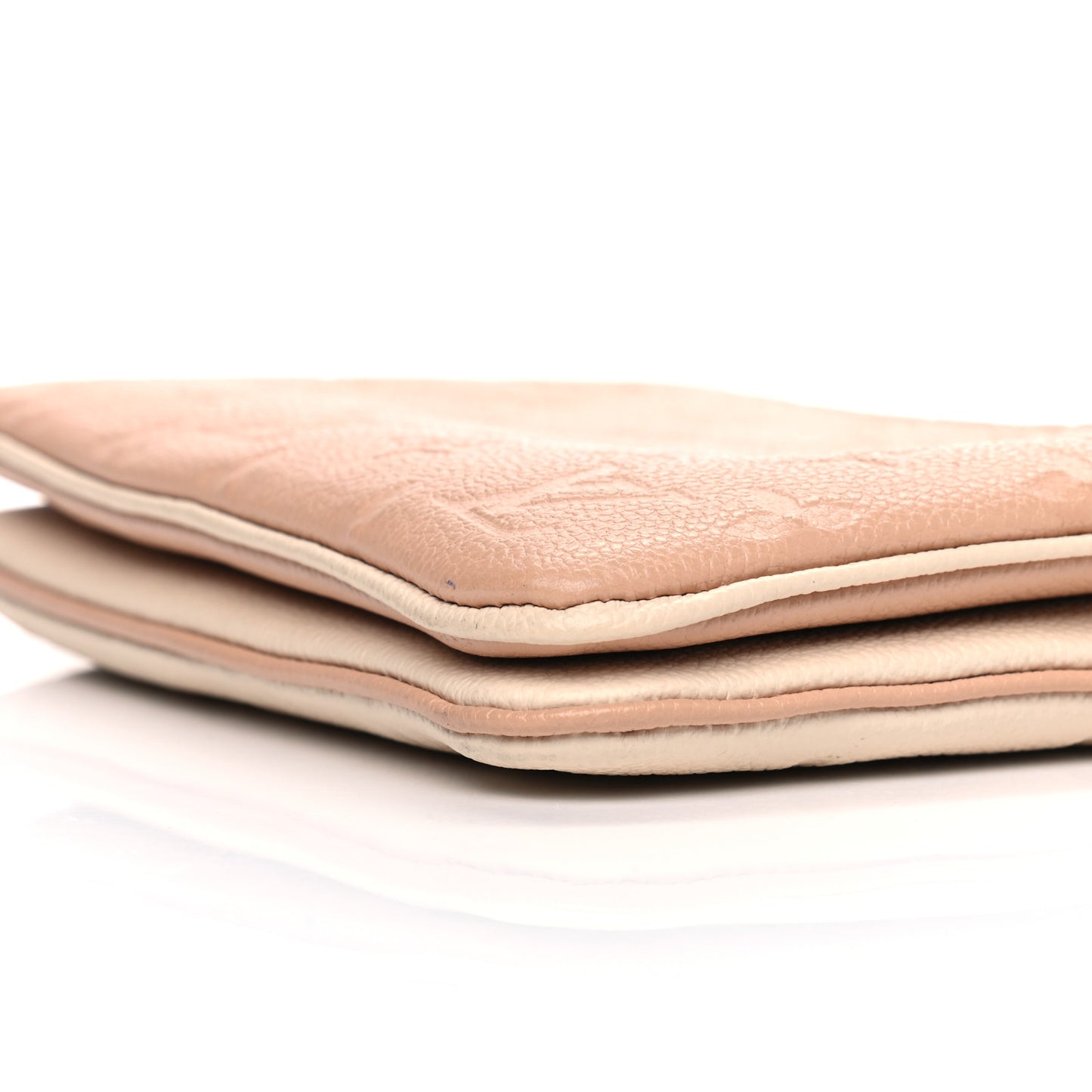 Empreinte Double Zip Pochette Beige Rose Creme