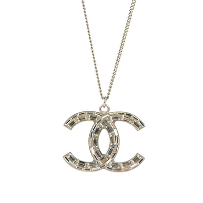 Chanel Baguette Crystal Glitter Large CC Necklace Silver 4 of 5