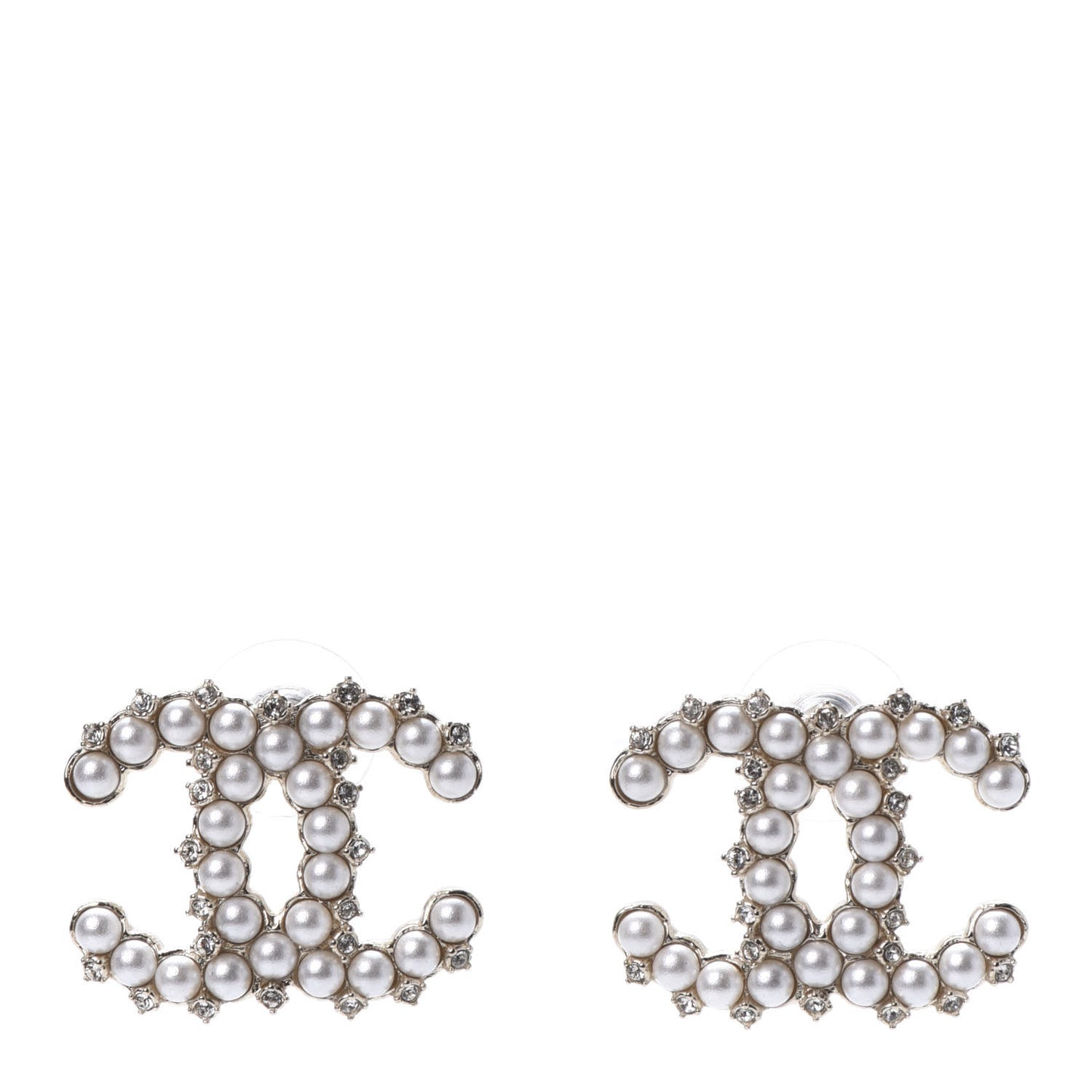 Pearl Crystal CC Earrings Gold