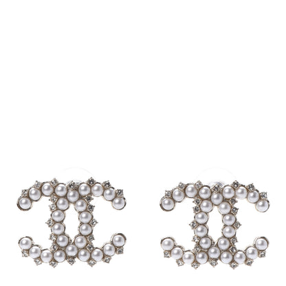 Chanel Pearl Crystal CC Earrings Gold 1 of 5