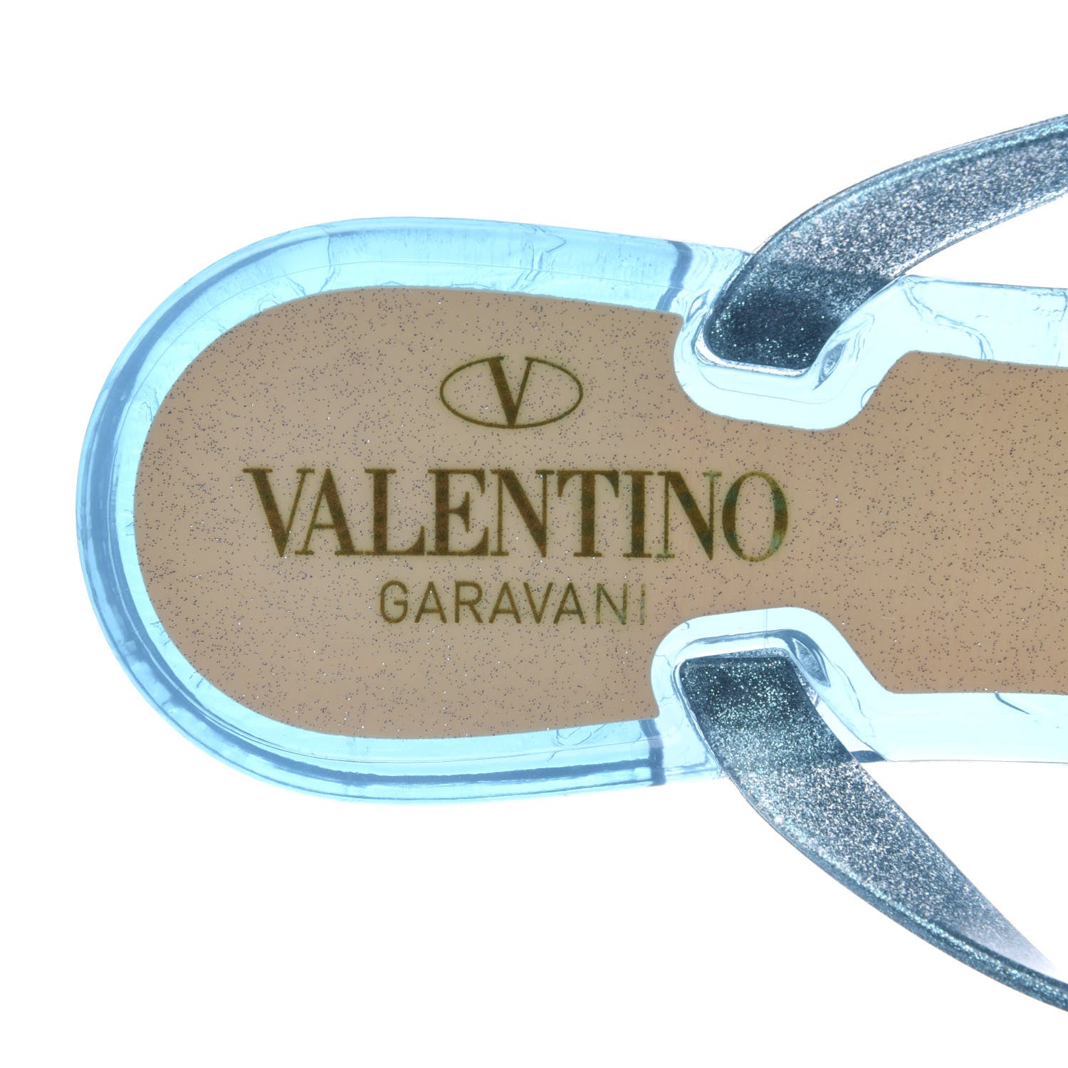 Valentino Garavani PVC Jelly Glitter Rockstud Bow Thong Sandals 35 Cerulean 7 of 7