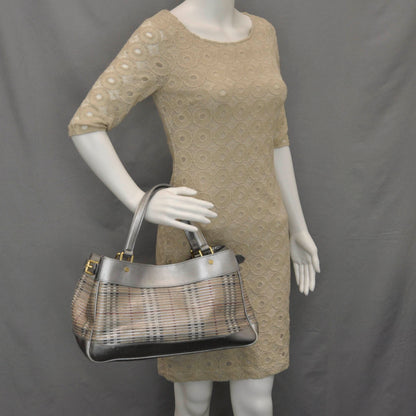 Burberry Haymarket Check Sliced Satchel Metallic 2 of 9
