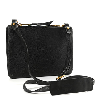 Prada Vitello Daino Double Zip Crossbody Bag Black 2 of 15