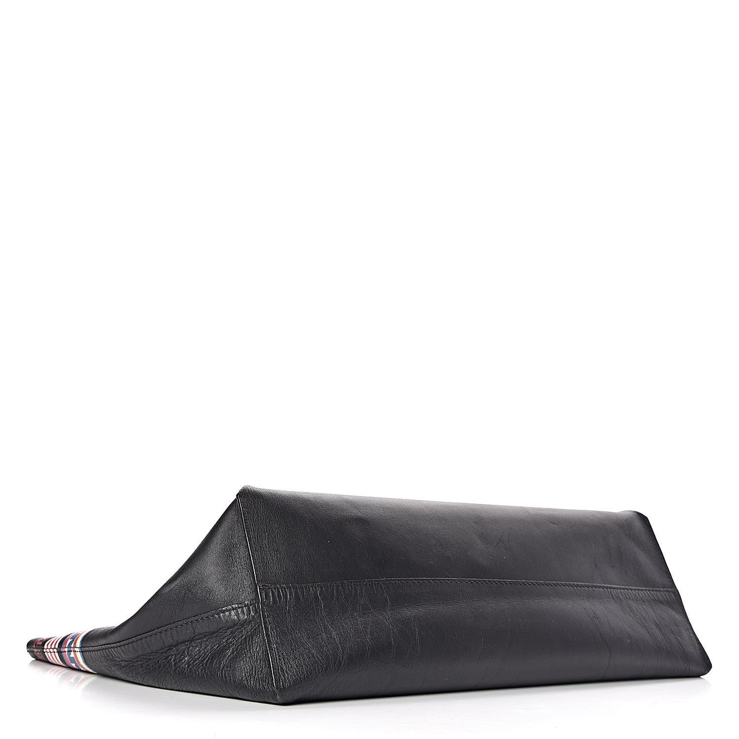 Calfskin Stripe Greek City Key Tote Black