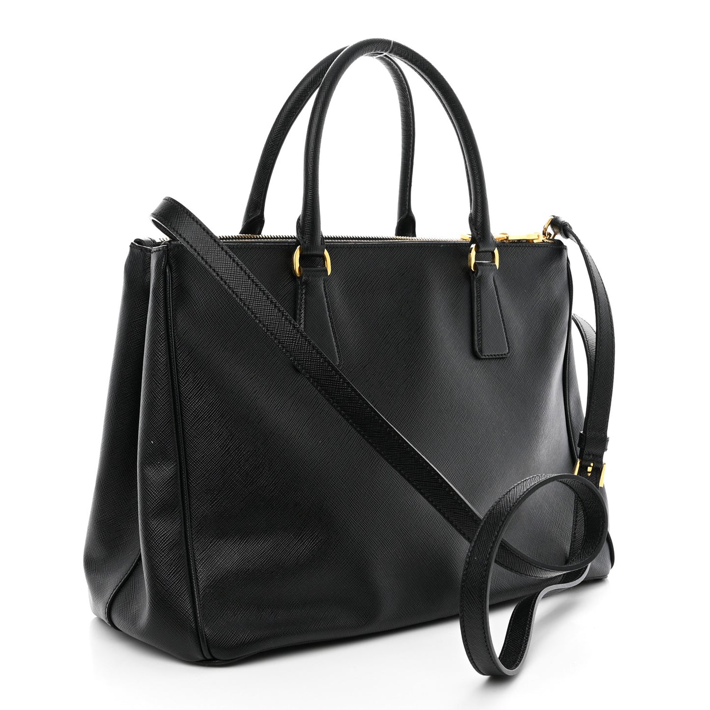 Saffiano Medium Galleria Double Zip Tote Black