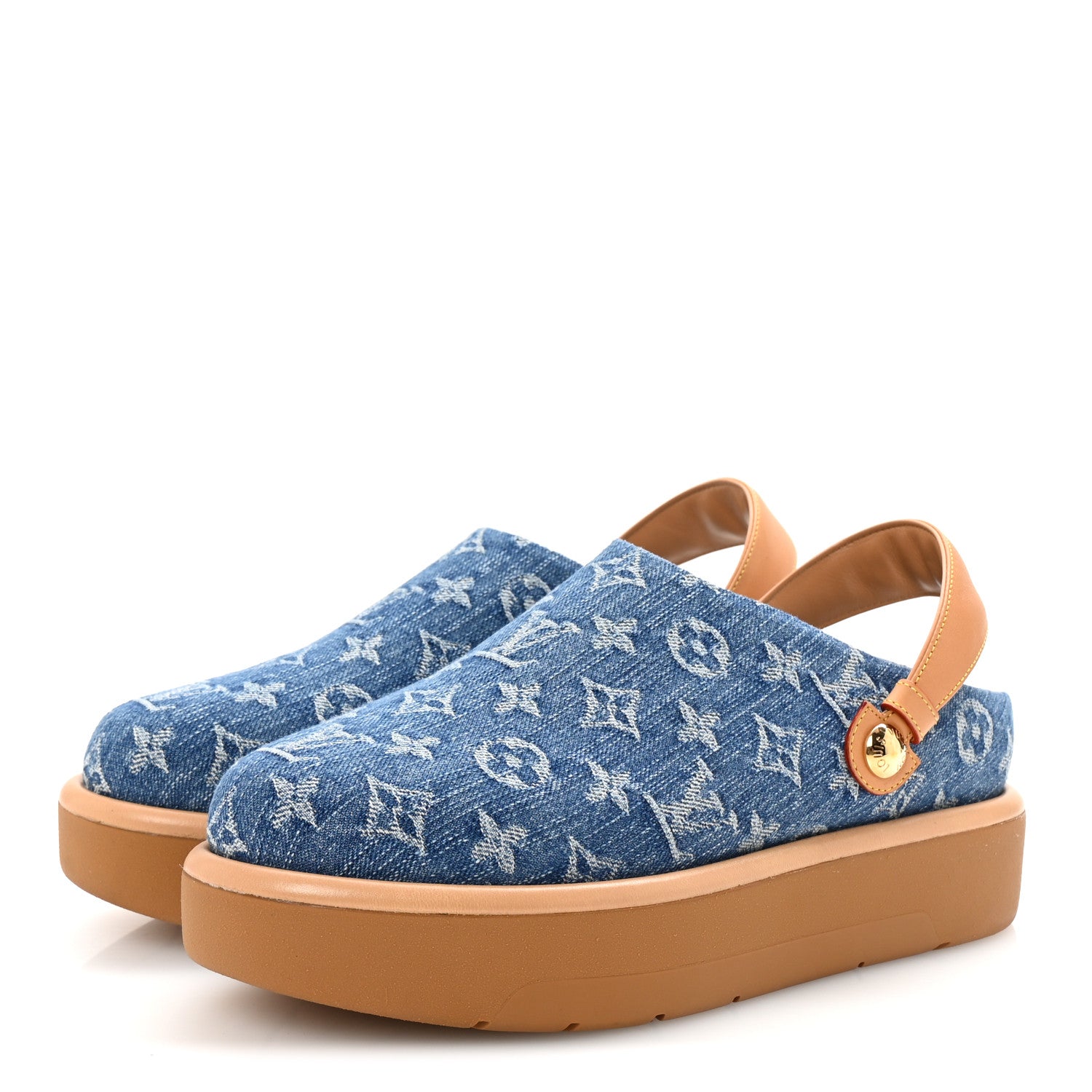 Louis Vuitton Monogram Denim Aspen Platform Clog Mules 41 Blue