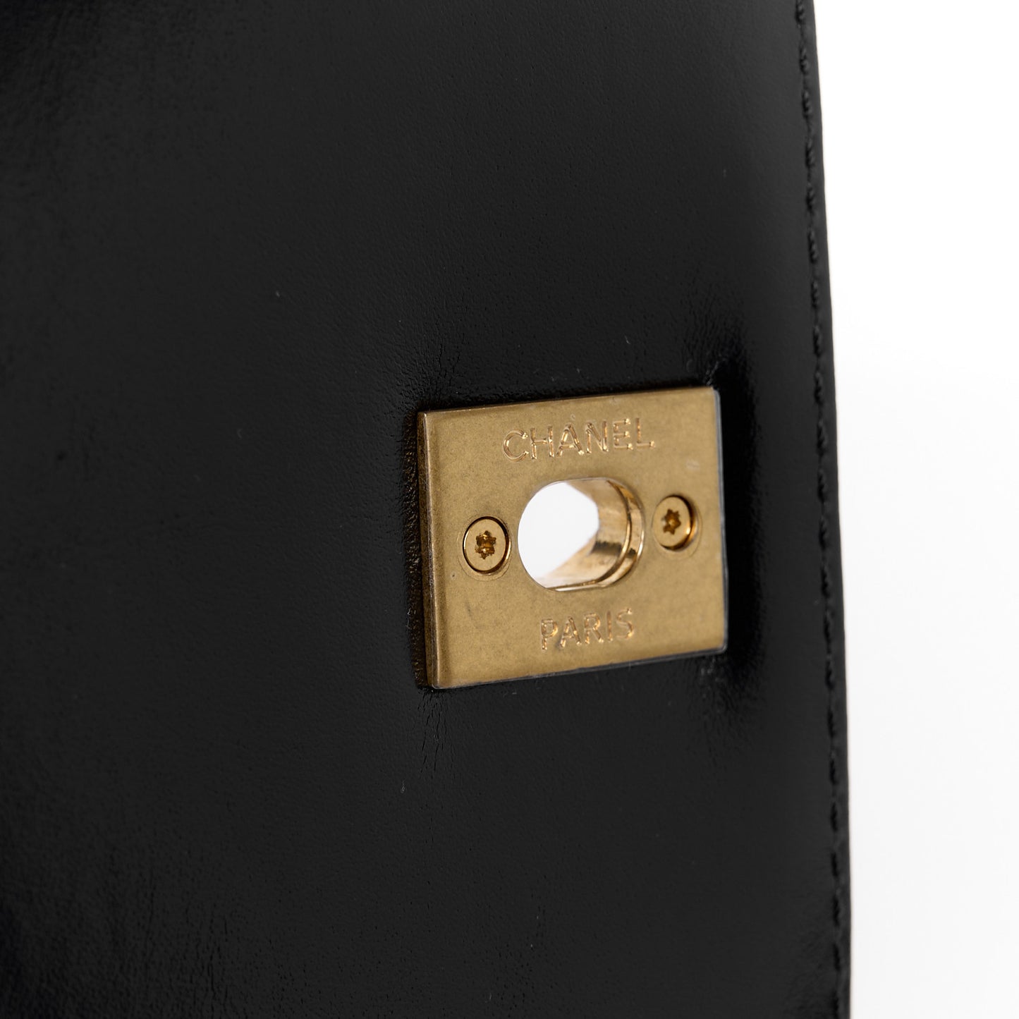 Calfskin Quilted Small Coco Chain Handle Flap Black