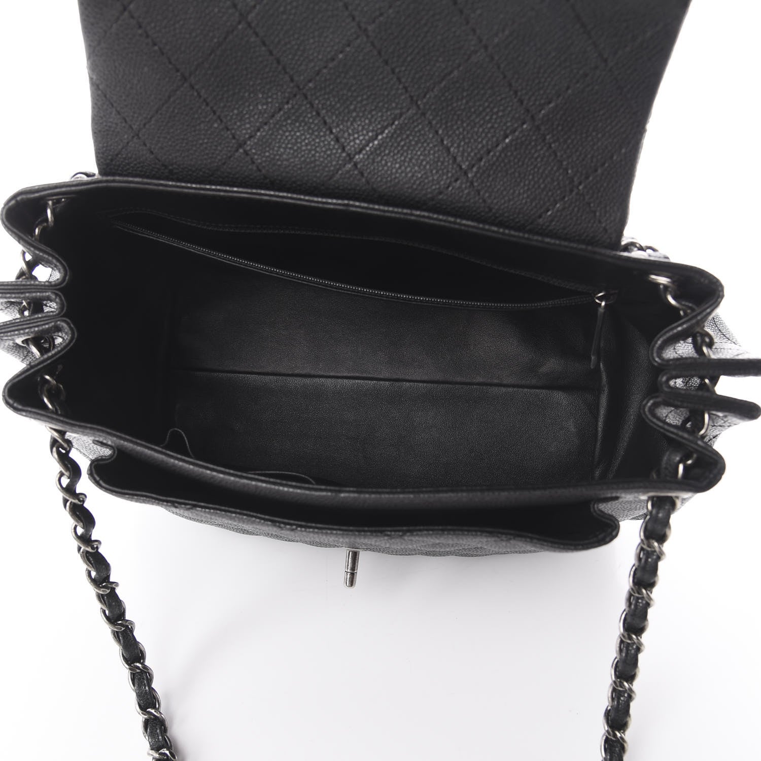Chanel Caviar Quilted CC Accordion Shopping Bag Black 4 of 8