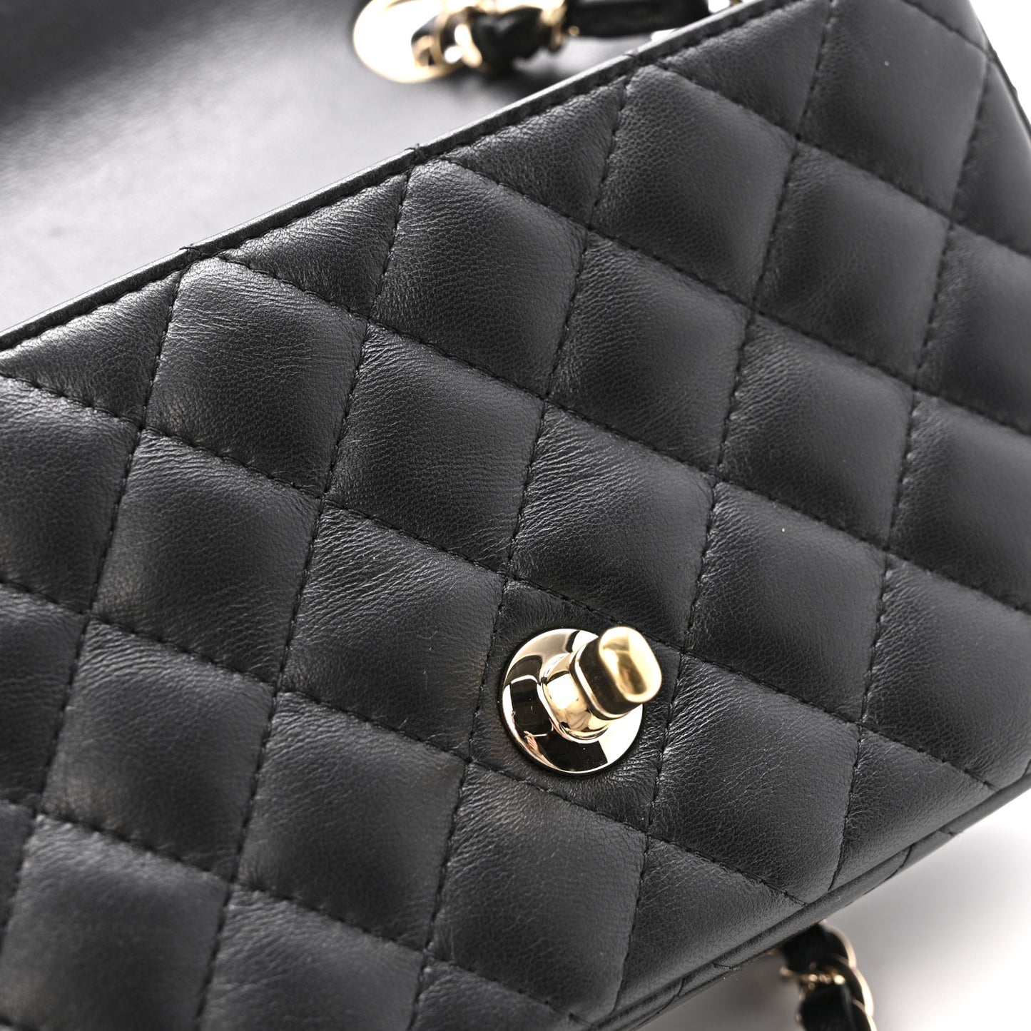 Lambskin Quilted Mini Rectangular Flap Black