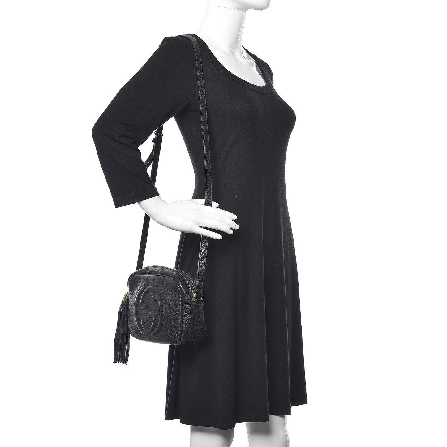 Pebbled Calfskin Small Soho Disco Bag Black
