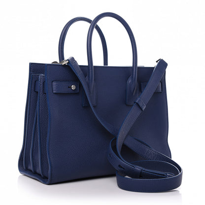 Saint Laurent Grained Calfskin Baby Sac De Jour Souple Denim 3 of 9