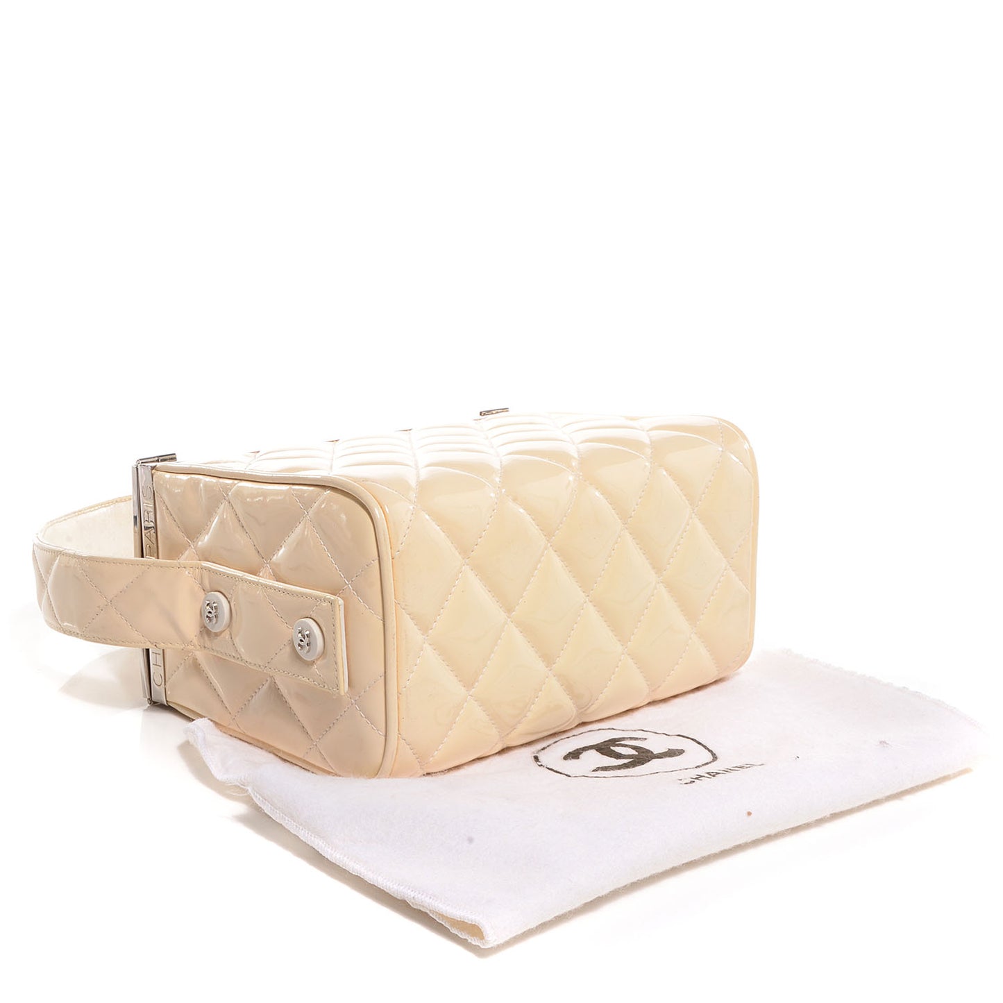 Patent Quilted Box Bag Beige