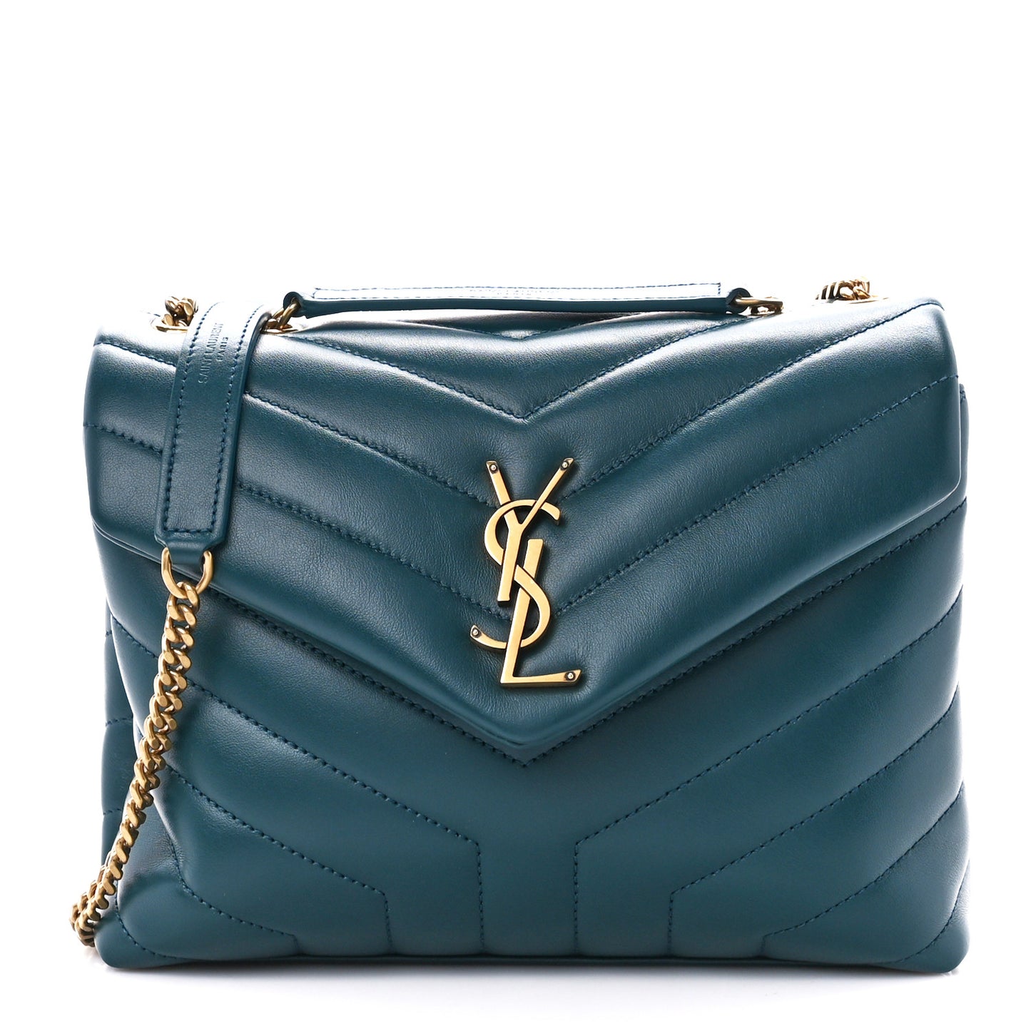 Calfskin Y Quilted Monogram Small Loulou Chain Satchel Green