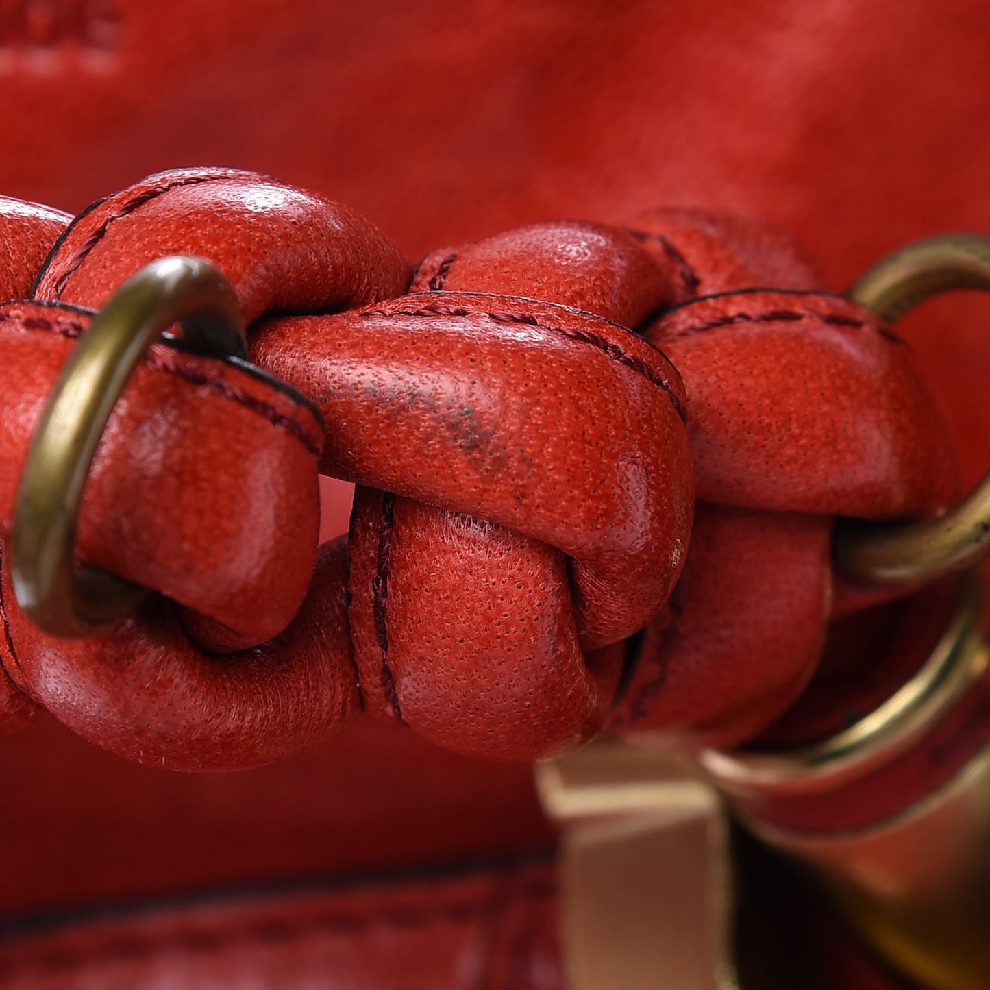 Lambskin Large Heloise Satchel Vermillion Red
