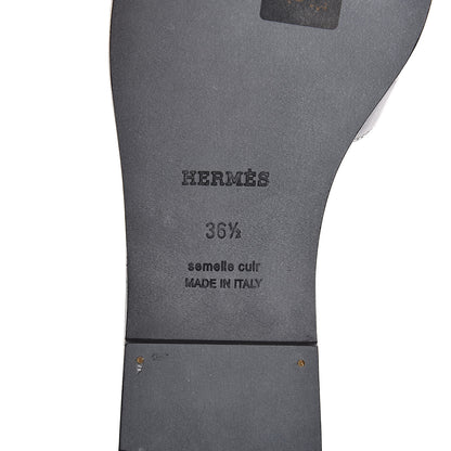 Hermes Box Calfskin Oran Sandals 36.5 Black 7 of 9