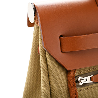 Hermes Military Toile Vache Hunter Herbag Zip Retourne 31 PM Poussiere Fauve 13 of 14