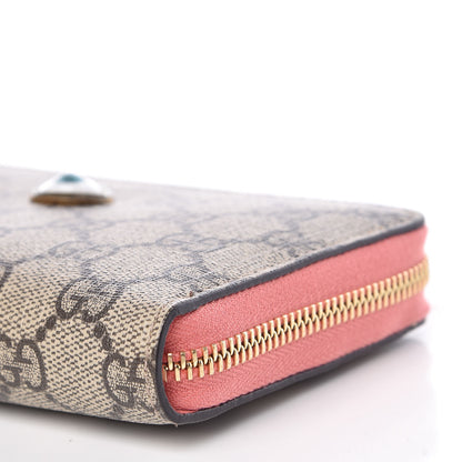 Gucci GG Supreme Monogram Embroidered Face Zip Around Wallet Pink 9 of 10