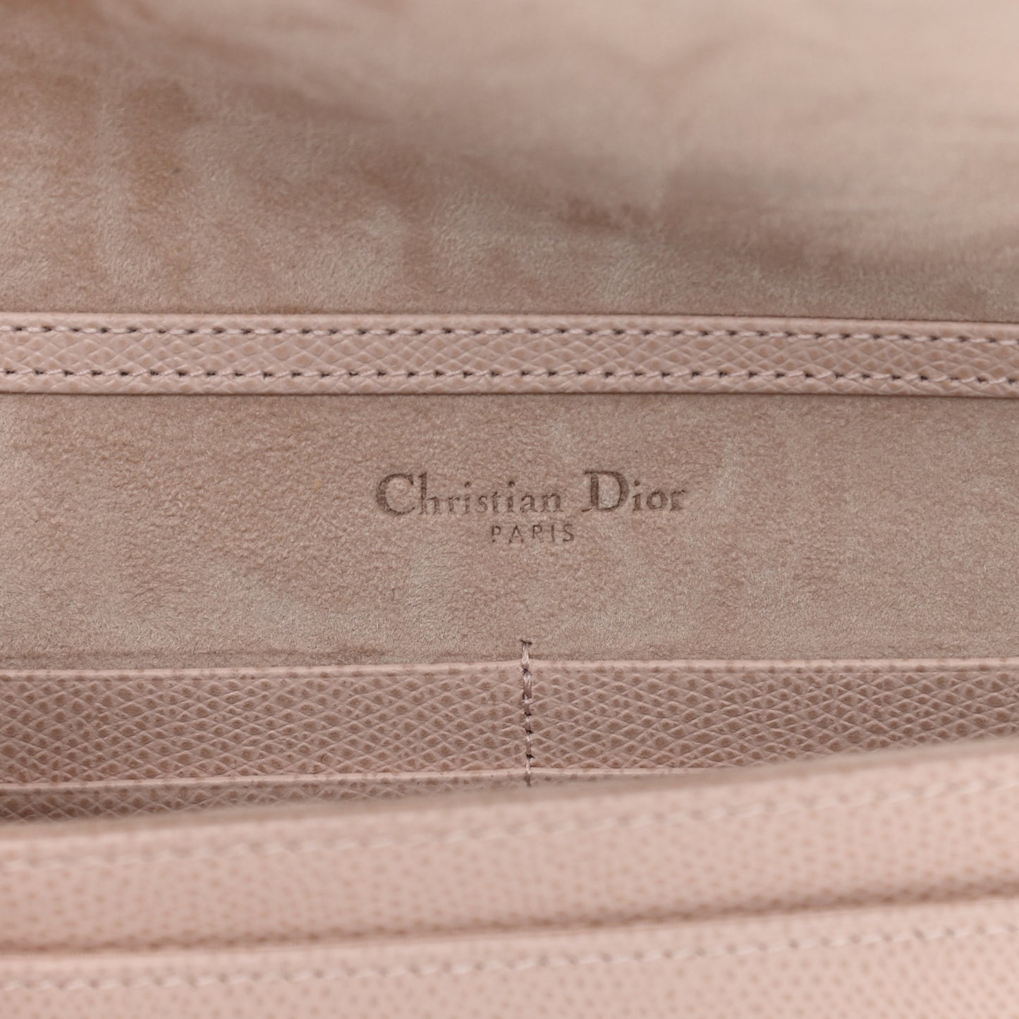 Grained Calfskin Diorama Wallet on Chain Pouch Nude