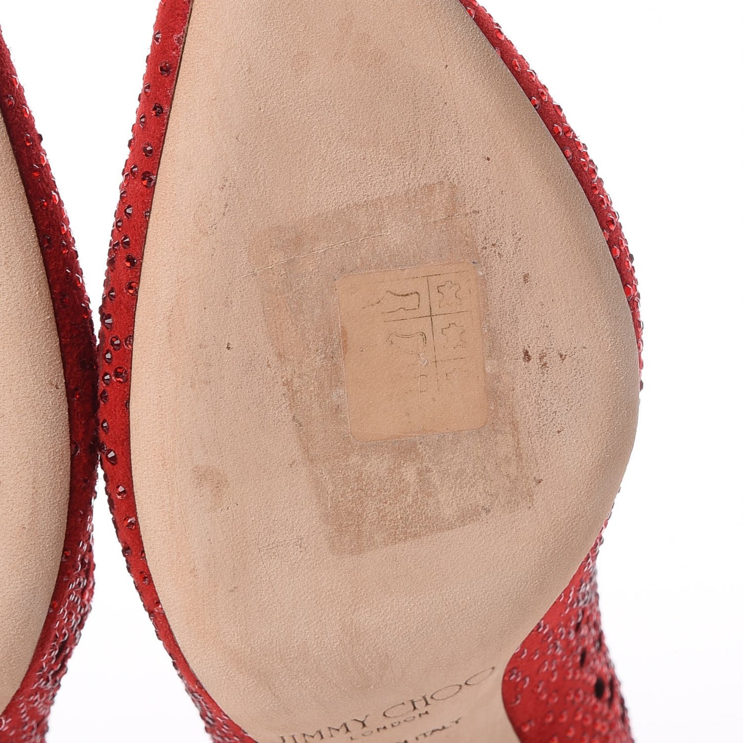 Suede Crystal Perforated Romy 100 Pumps 38 Red
