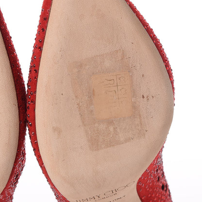 Jimmy Choo Suede Crystal Perforated Romy 100 Pumps 38 Red 15 of 17