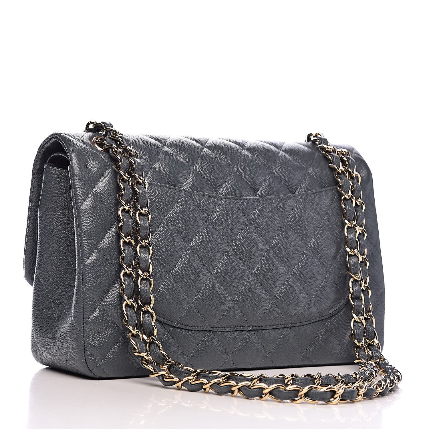 Chanel Caviar Quilted Jumbo Double Flap Grey 3 of 11