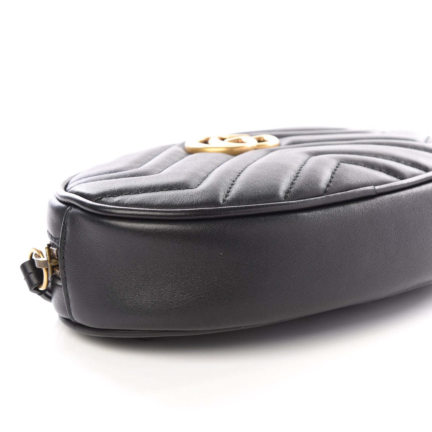Gucci Calfskin Matelasse GG Marmont Belt Bag 85 34 Black 5 of 9