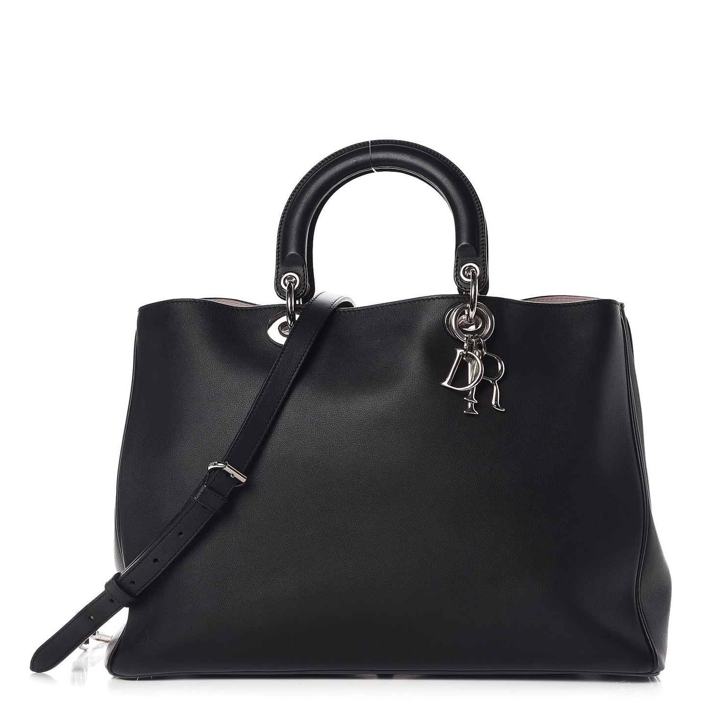 Smooth Calfskin Large Diorissimo Tote Black Rose Poudre