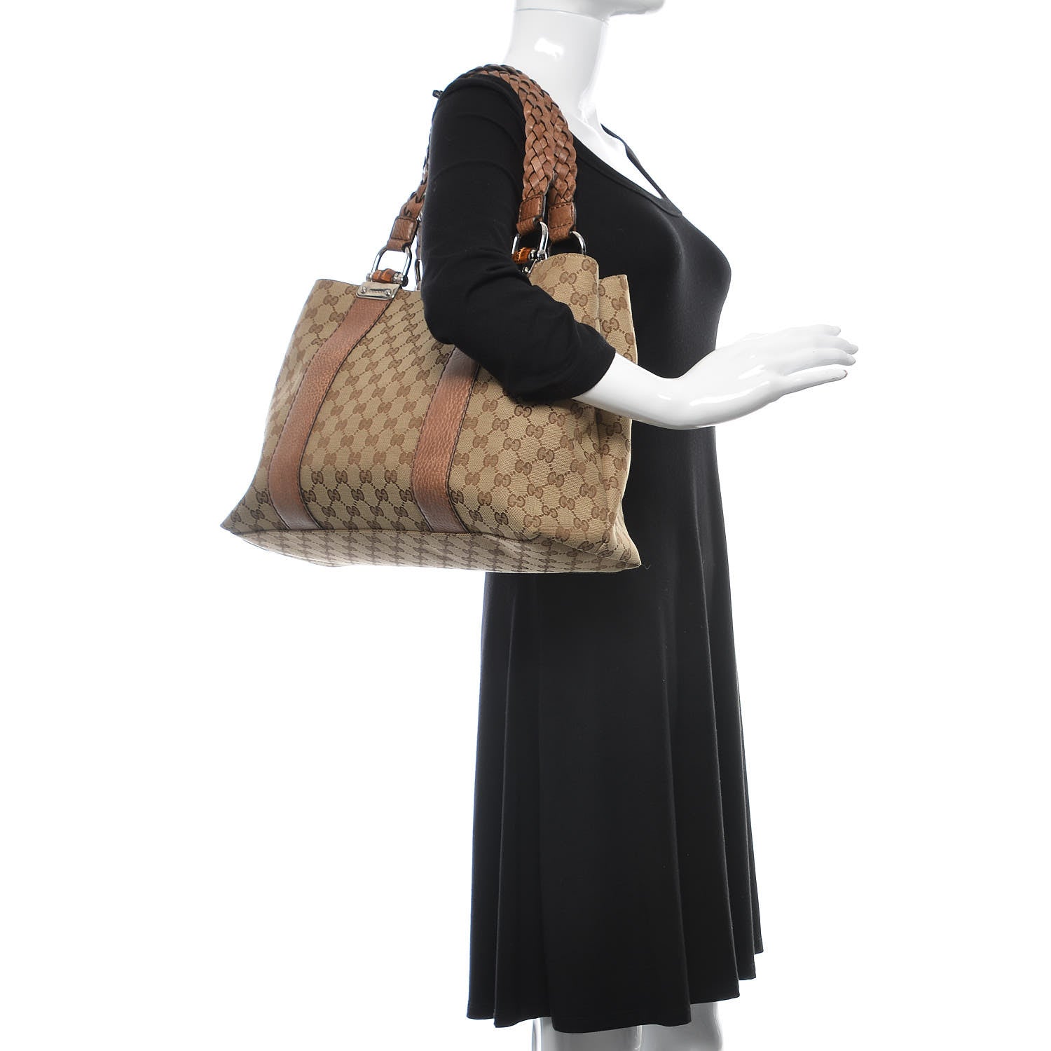 Gucci Monogram Bamboo Bar Medium Tote Brown 2 of 9