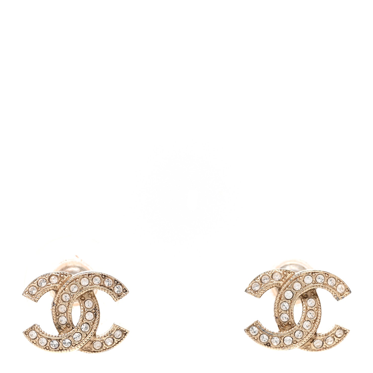 Chanel Crystal CC Earrings Gold 1 of 5