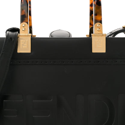 Fendi Vitello King Plexiglass Logo Embossed Small Fendi Sunshine Shopper Tote Black 7 of 9