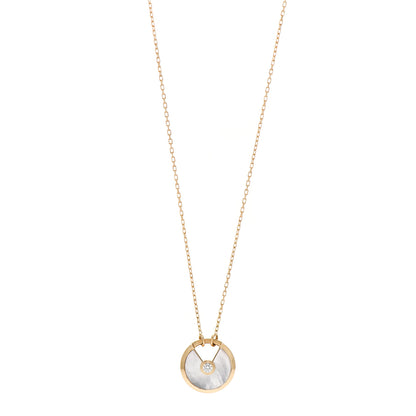 Cartier 18K Yellow Gold Diamond Mother of Pearl SM Amulette de Cartier Pendant Necklace 1 of 5