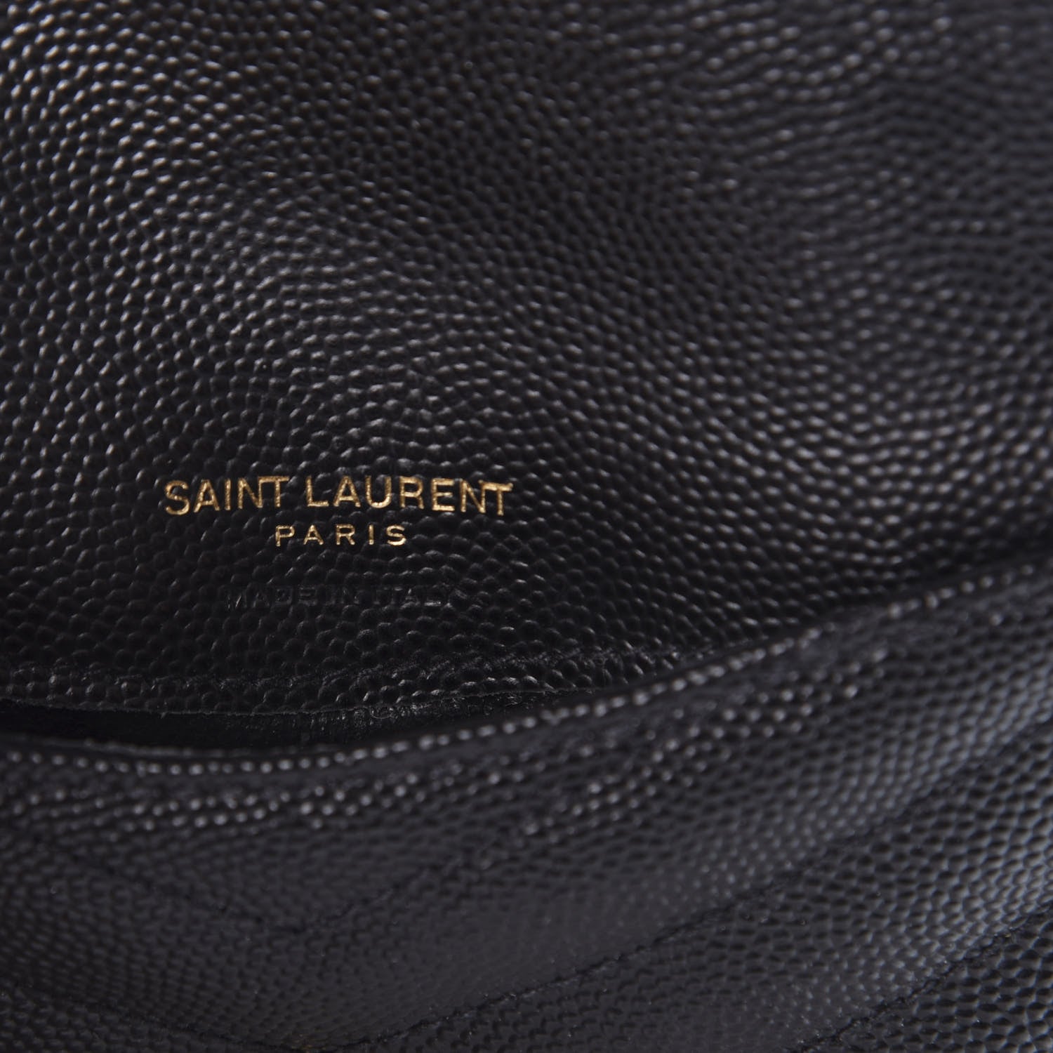 Saint Laurent Grain De Poudre Matelasse Chevron Monogram Compact Wallet Black 5 of 5