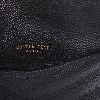Saint Laurent Grain De Poudre Matelasse Chevron Monogram Compact Wallet Black 5 of 5