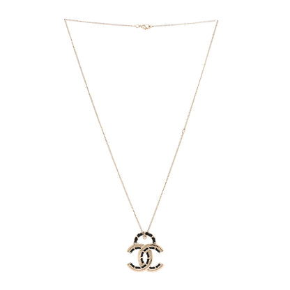 Chanel Lambskin CC Chain Necklace Gold Black 3 of 6