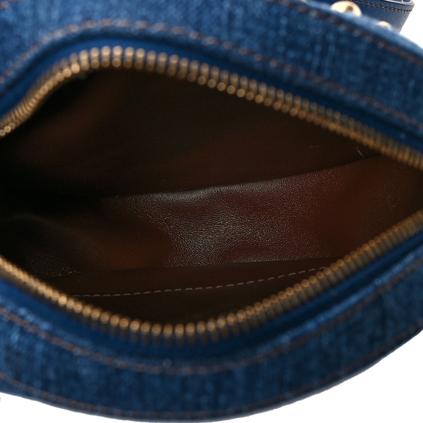 Denim Mini La Medusa Chain Round Crossbody Bag Navy Blue