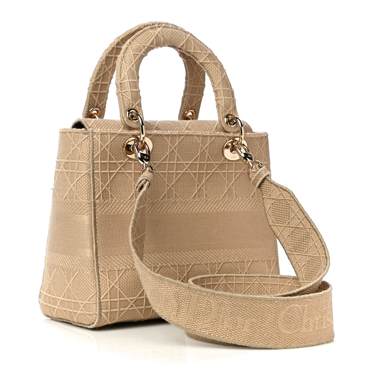 Canvas Embroidered Medium Lady D-Lite Beige