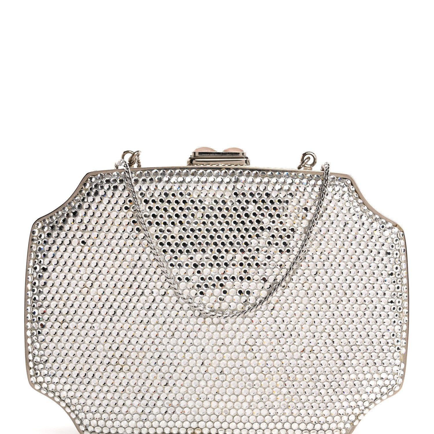 Judith Leiber Swarovski Crystal Minaudiere Clutch Silver 8 of 19