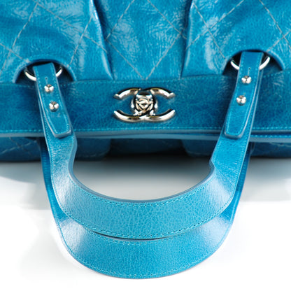 Chanel Glazed Calfskin Large On The Road Frame Tote Blue 8 of 10