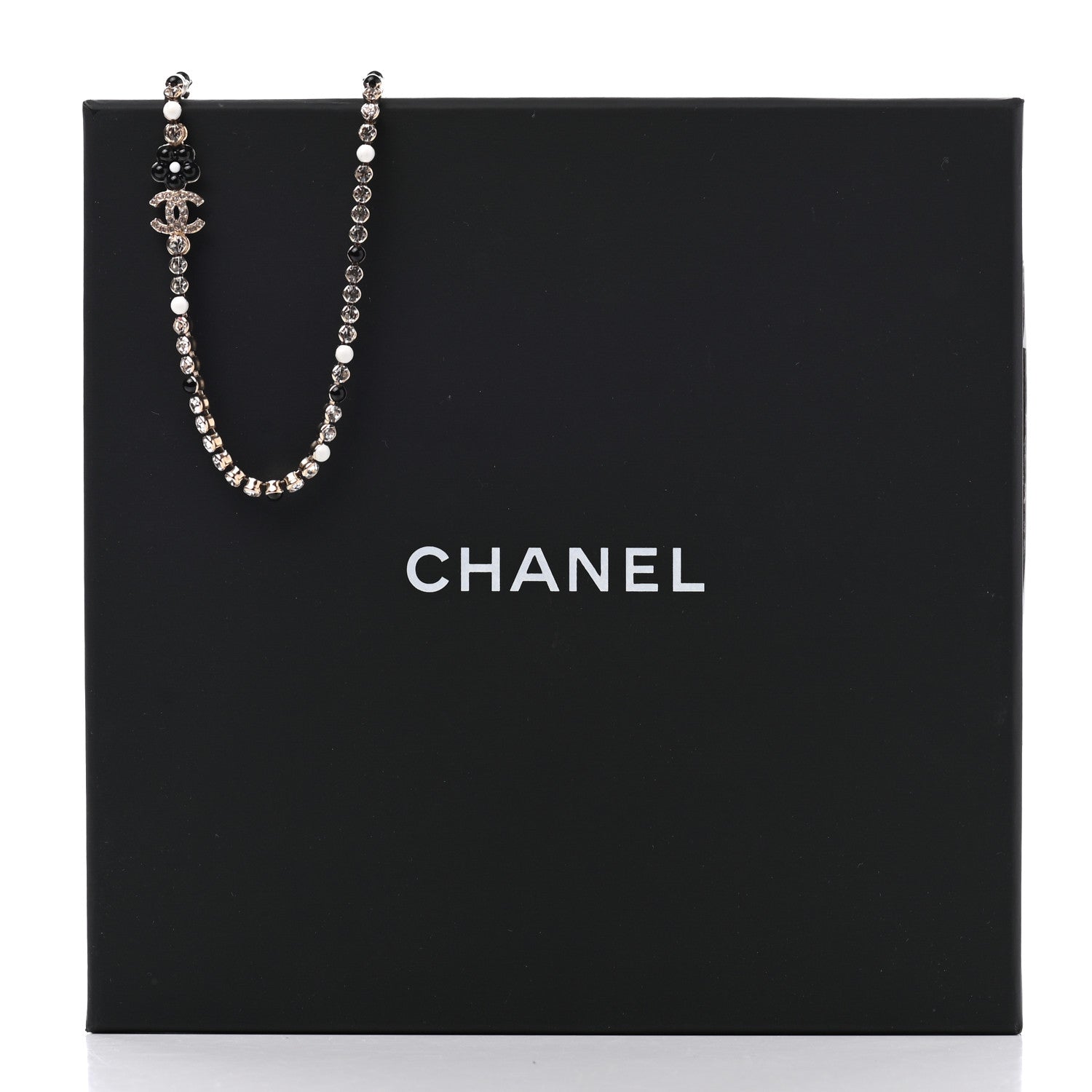 Chanel Crystal Pearl Glass Beaded CC Short Necklace Gold White Black 6 of 6